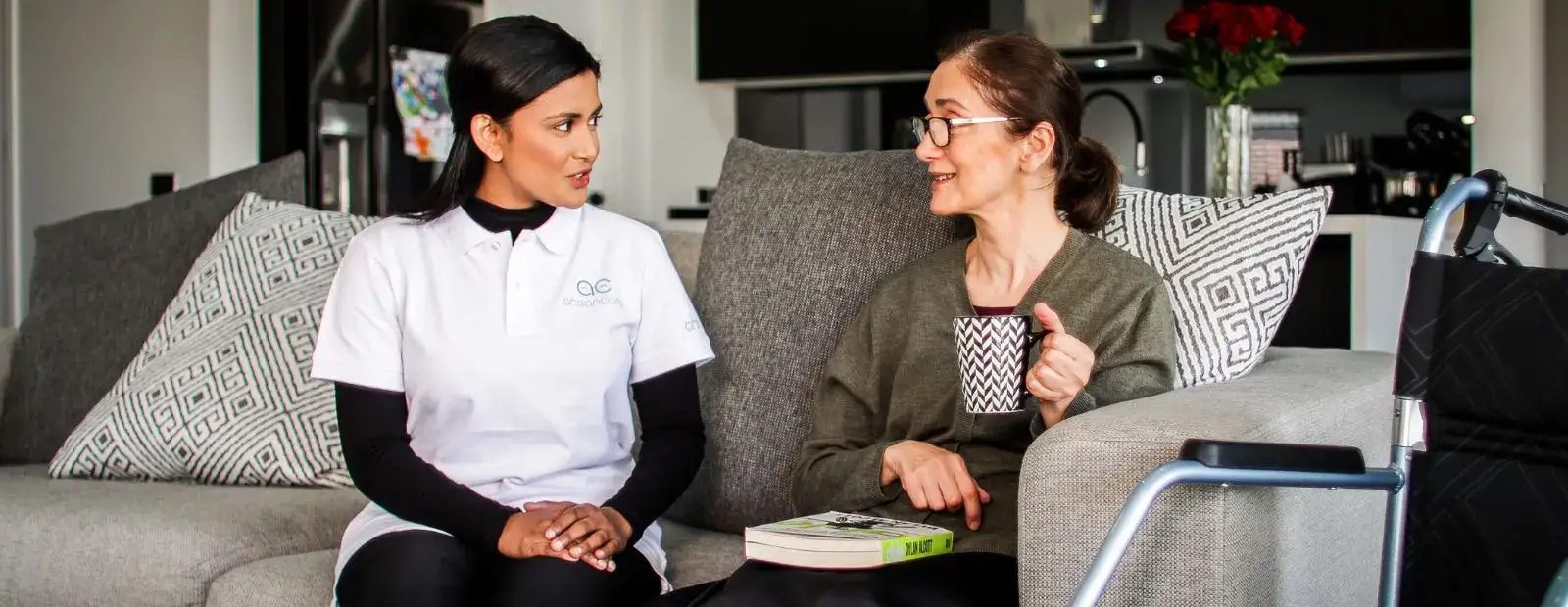 Support worker with participant in a Melbourne city apartment